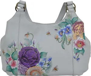 Anuschka Womens Genuine Leather Large Triple Compartment Hobo - Hand Painted Exterior Anuschka Womens Genuine Leather Large Triple Compartment Hobo - Hand Painted Exterior