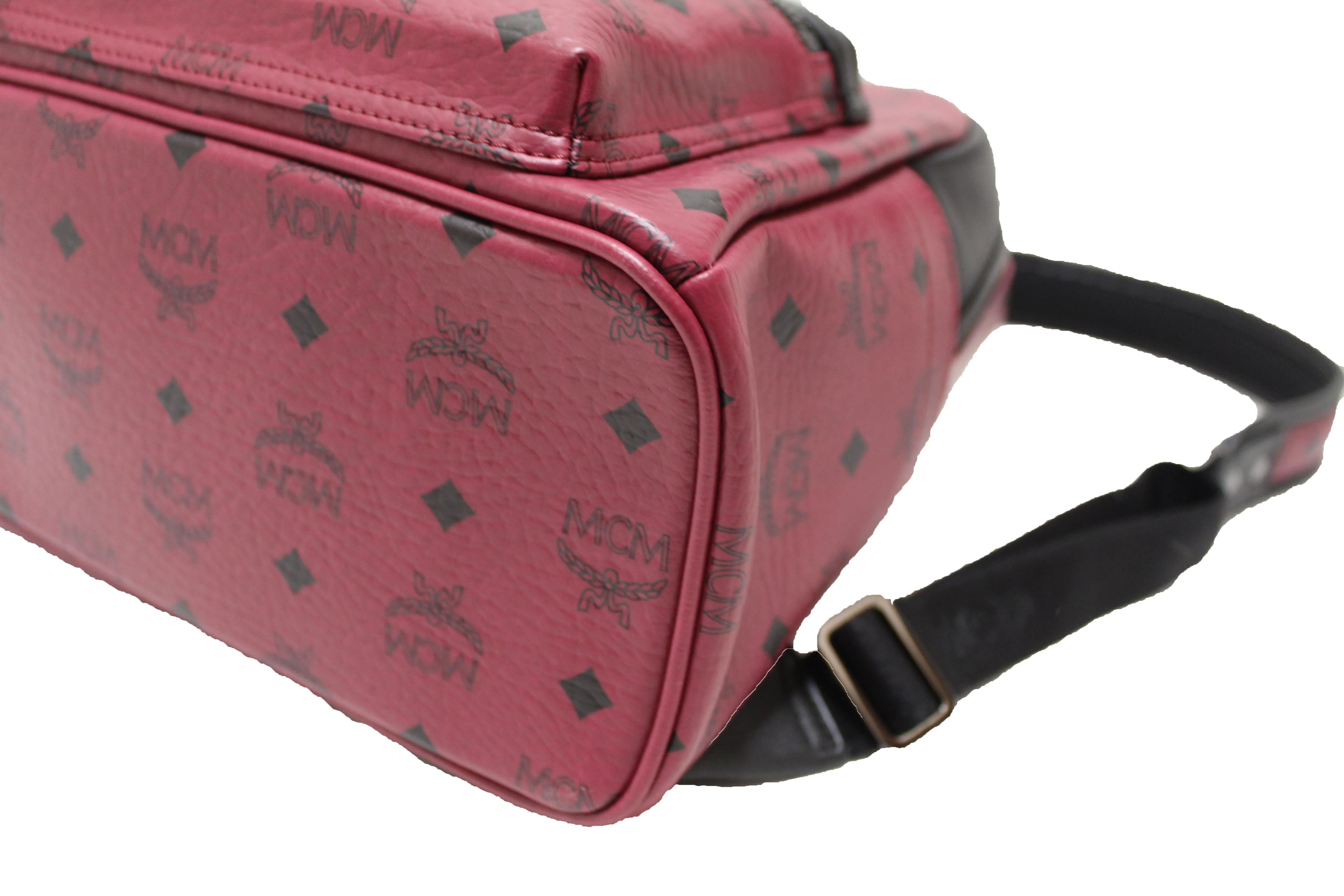 Authentic MCM Burgundy Stark Visetos Small Backpack