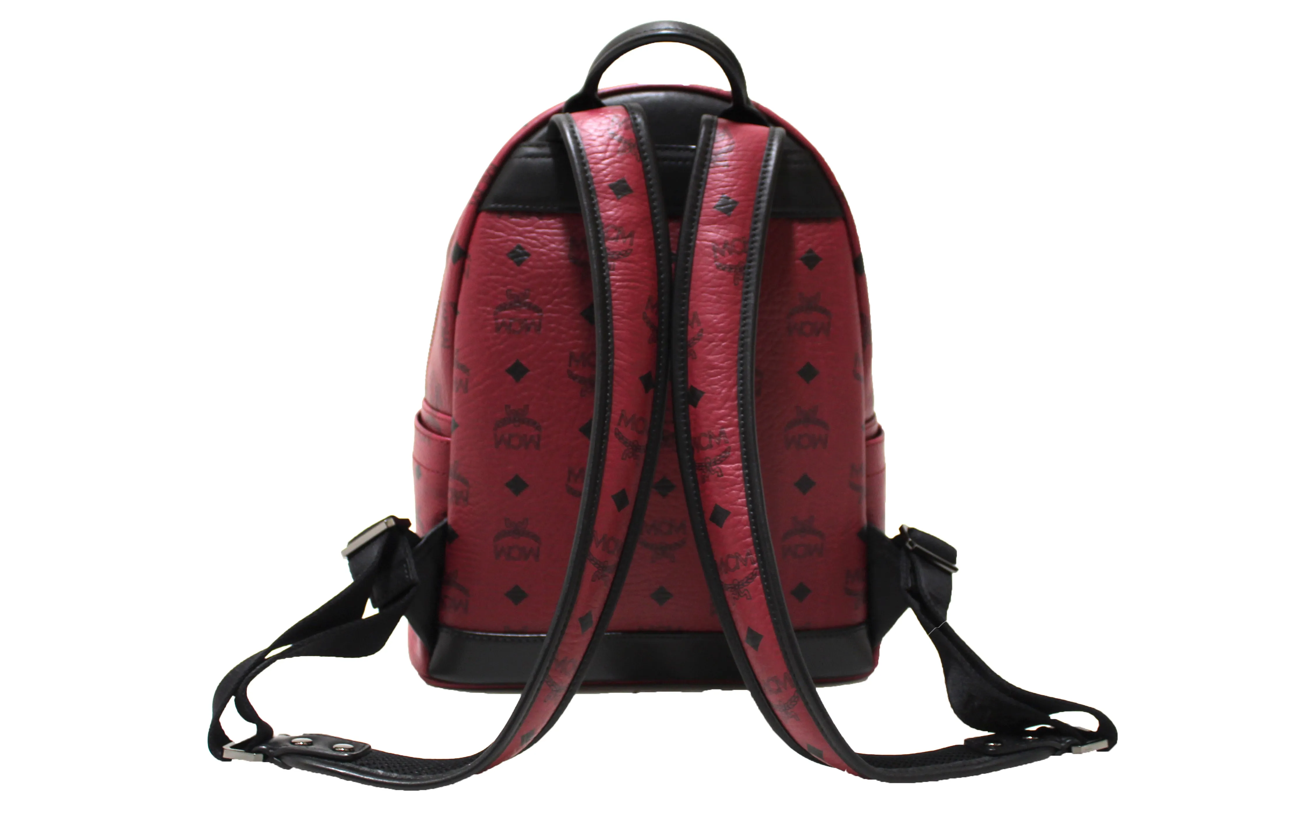 Authentic MCM Burgundy Stark Visetos Small Backpack