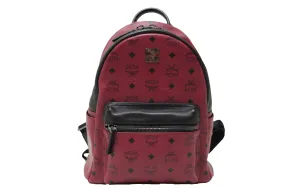 Authentic MCM Burgundy Stark Visetos Small Backpack