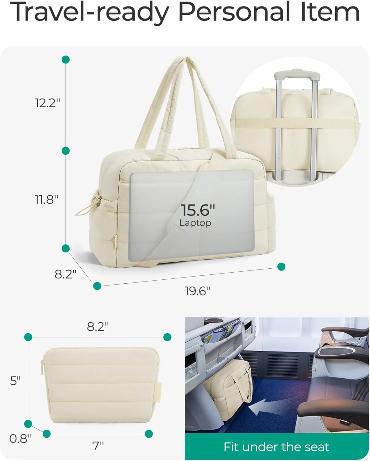 BAGSMART Gym Bag for Women with Toiletry Pouch, Lightweight Weekender Bags for Women with Wet Pocket, 31L Quilted Travel Duffle Carry On Bag, Weekender Overnight Bag for Travel,Water Resistant, Beige