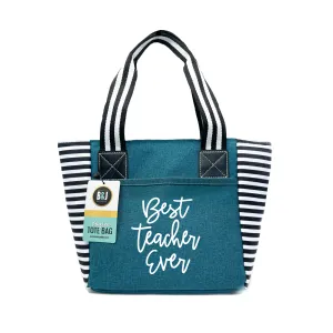 Best Teacher Kaylee Teal Tote Bag for Teachers