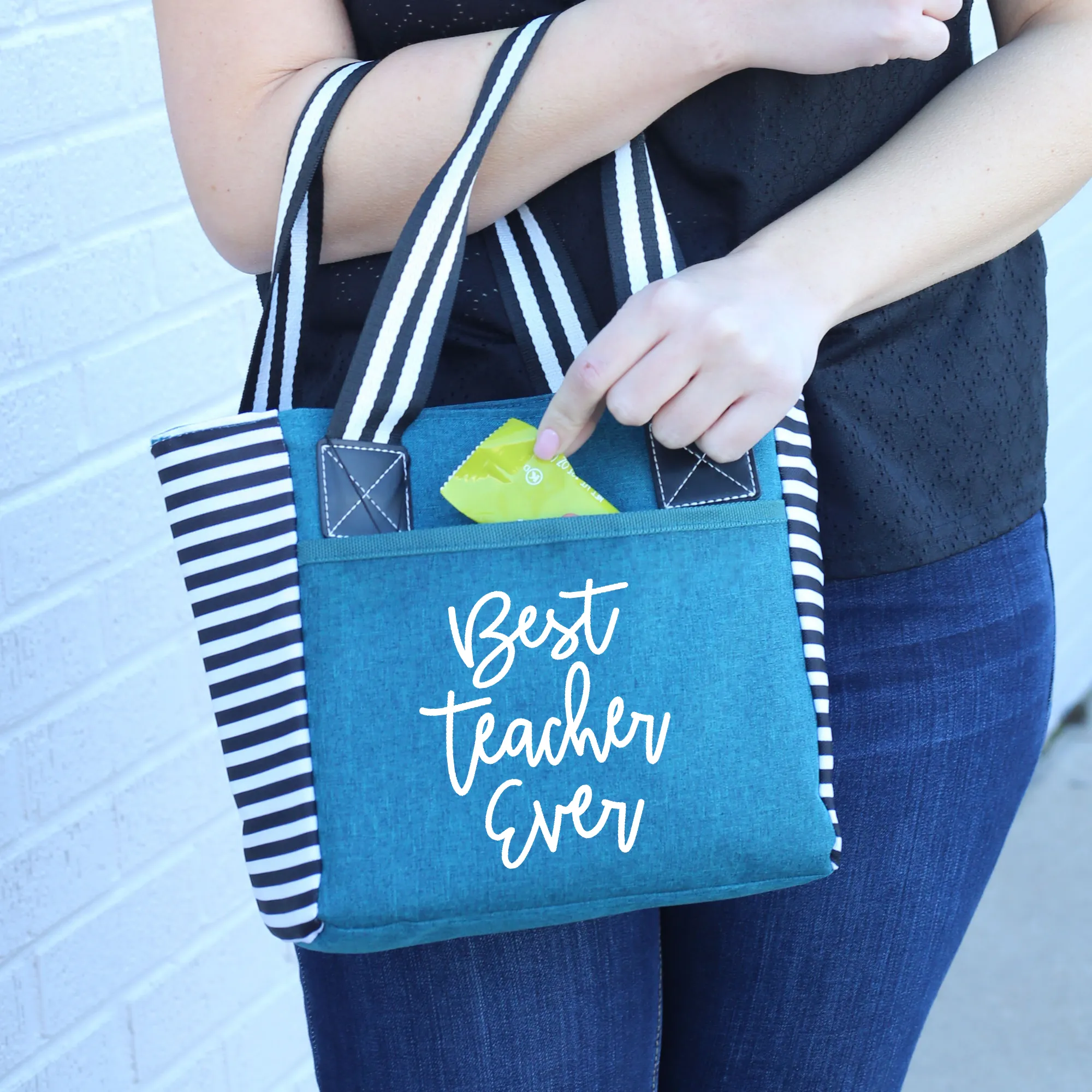 Best Teacher Kaylee Teal Tote Bag for Teachers
