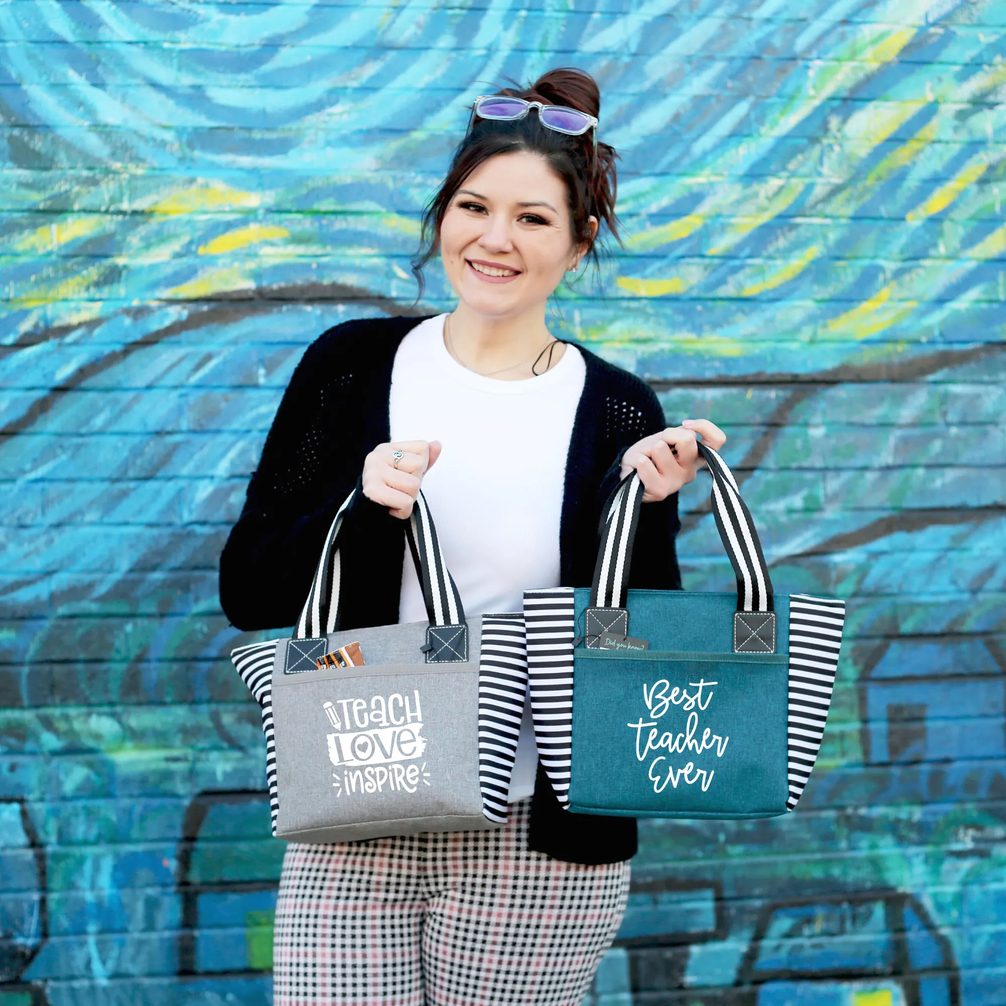 Best Teacher Kaylee Teal Tote Bag for Teachers