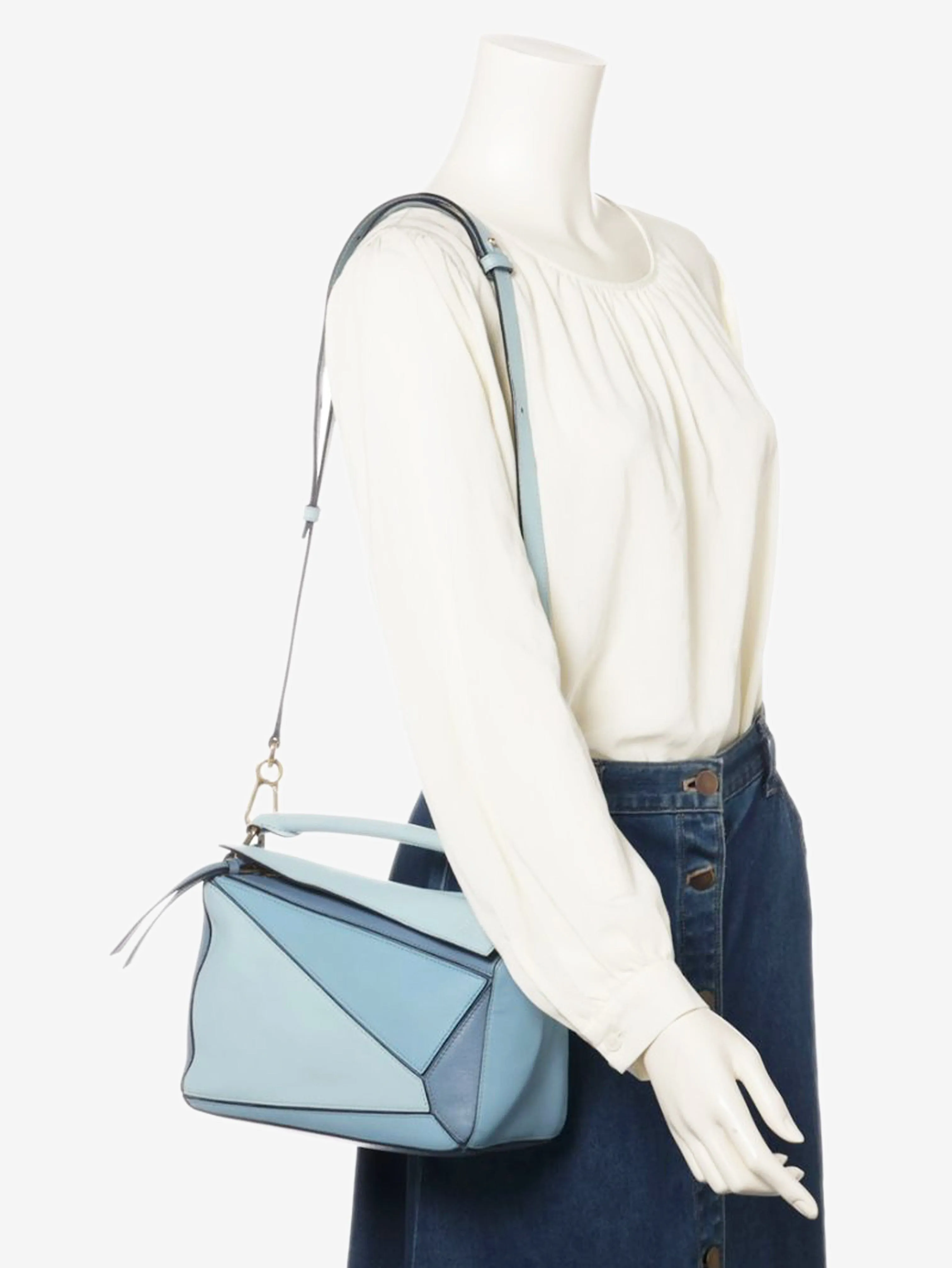 Blue small tricolour Puzzle bag