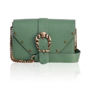 Briana Leather Shoulder Bag - Sage