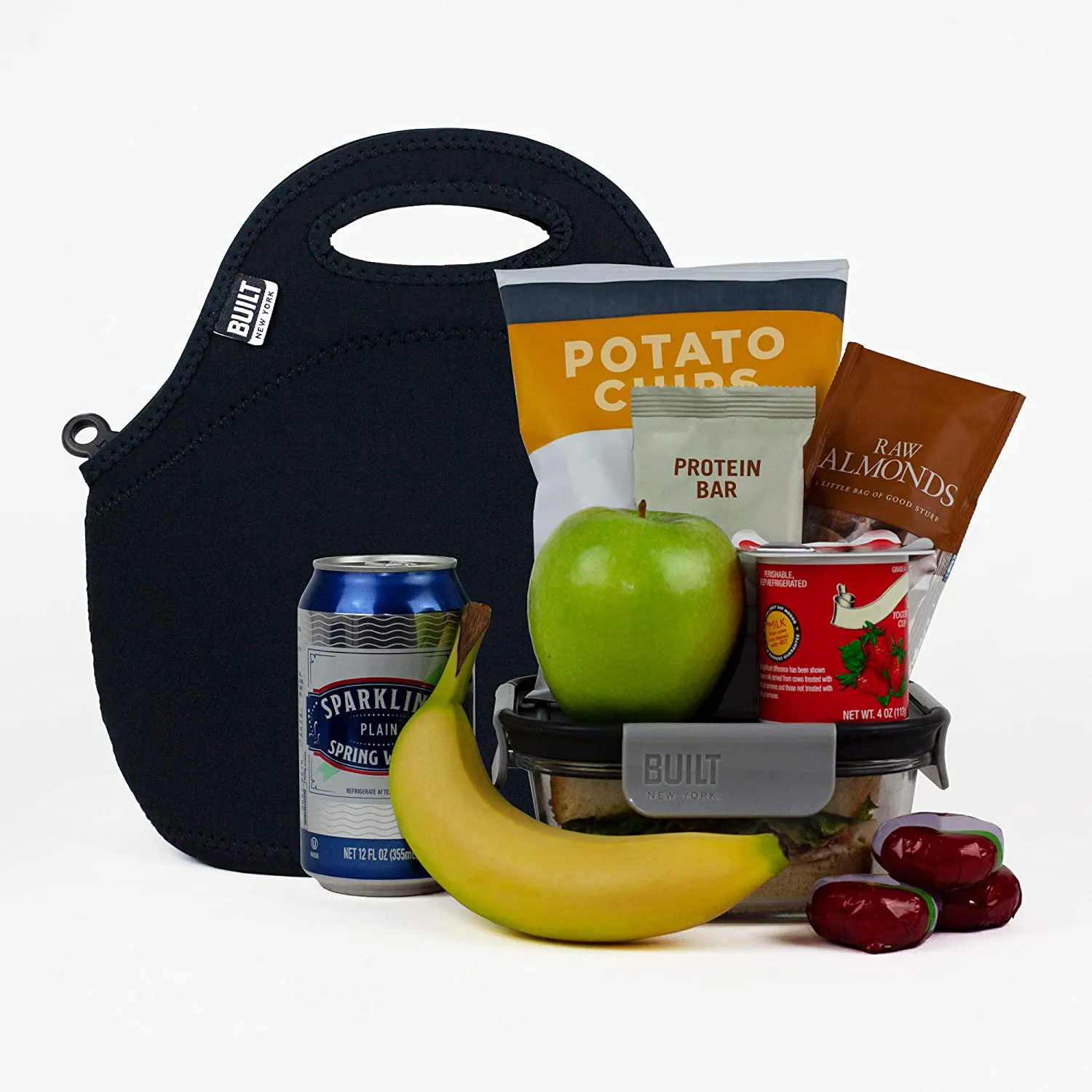 BUILT Gourmet Getaway Soft Neoprene Lunch Tote Bag - Lightweight, Insulated and Reusable Scallop Stripe 5269907