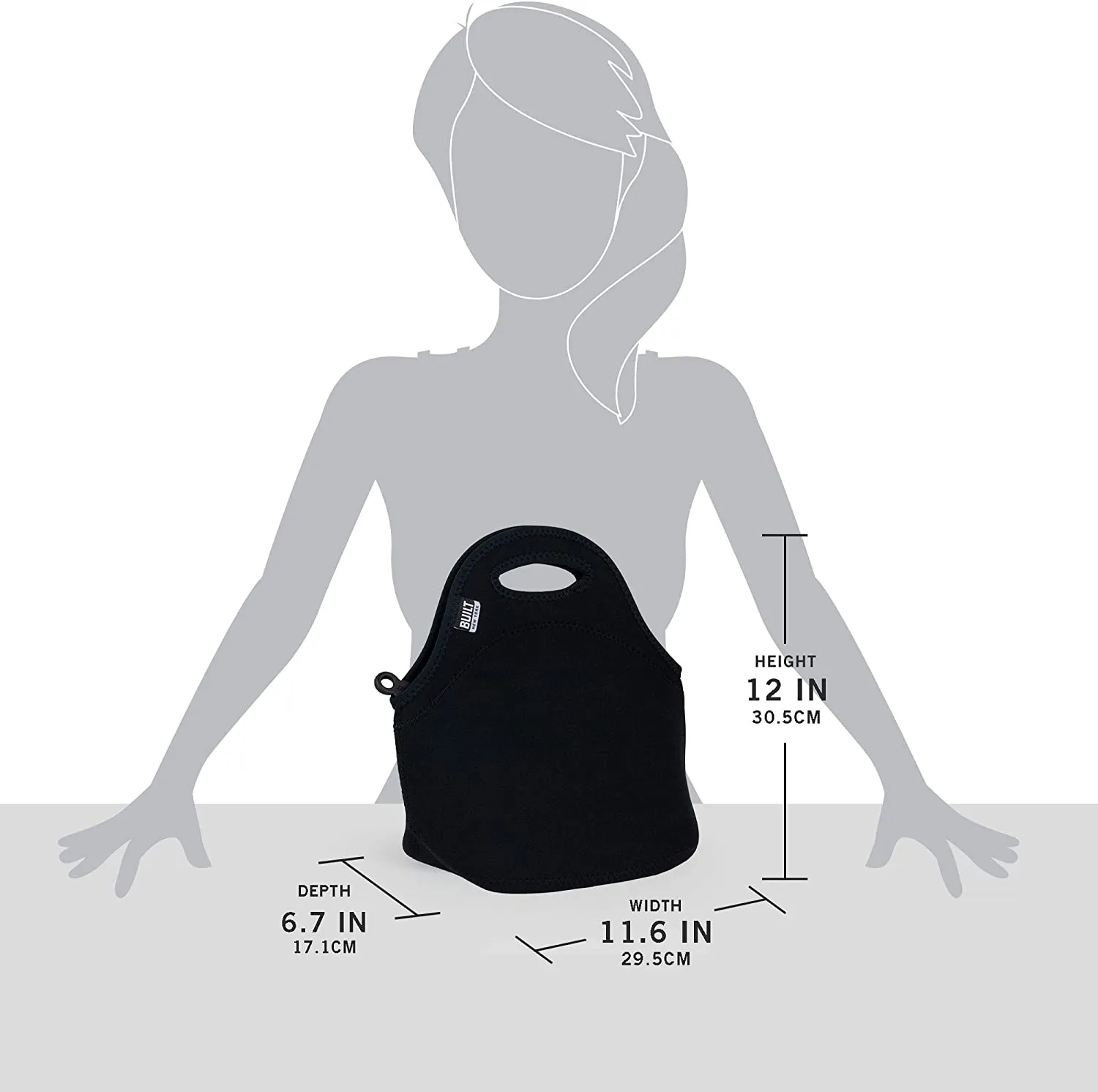 BUILT Gourmet Getaway Soft Neoprene Lunch Tote Bag - Lightweight, Insulated and Reusable Scallop Stripe 5269907
