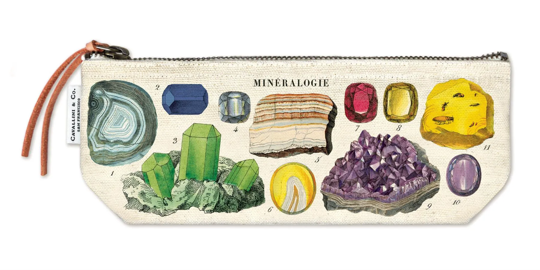 Cavallini - 100% Natural Cotton Vintage Mini Pouch Bag - 10x23cms - Mineralogy