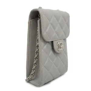 CHANEL[3bd5059]   Shoulder Bag Matelasse Chain Shoulder Lambskin Gray Silver metal