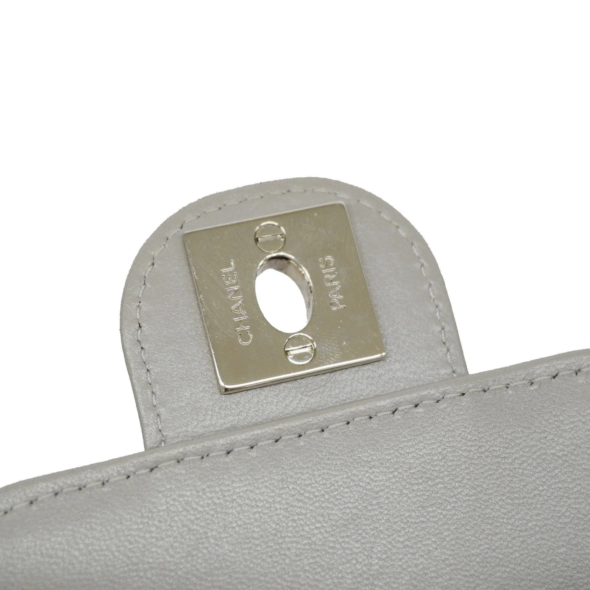 CHANEL[3bd5059]   Shoulder Bag Matelasse Chain Shoulder Lambskin Gray Silver metal
