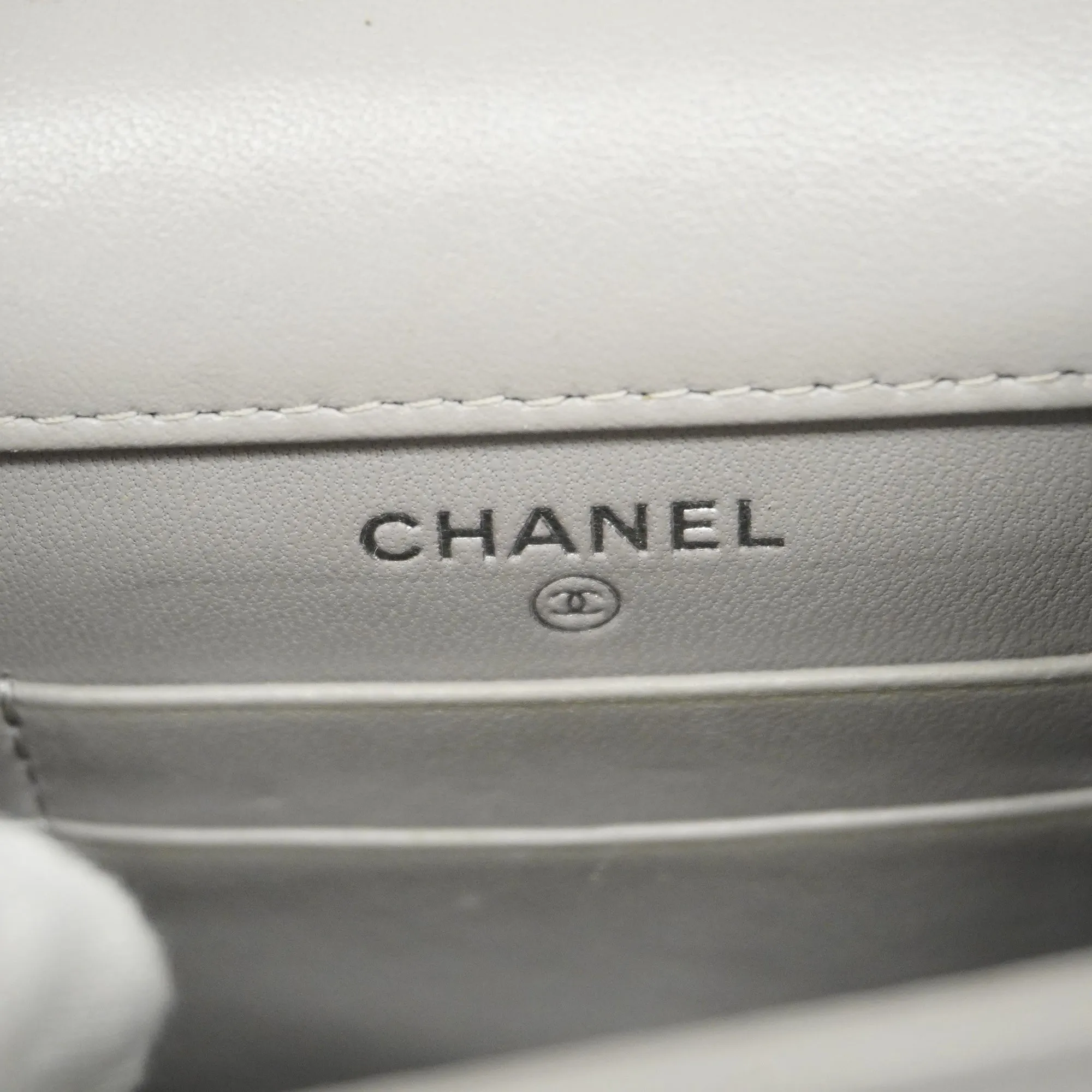 CHANEL[3bd5059]   Shoulder Bag Matelasse Chain Shoulder Lambskin Gray Silver metal