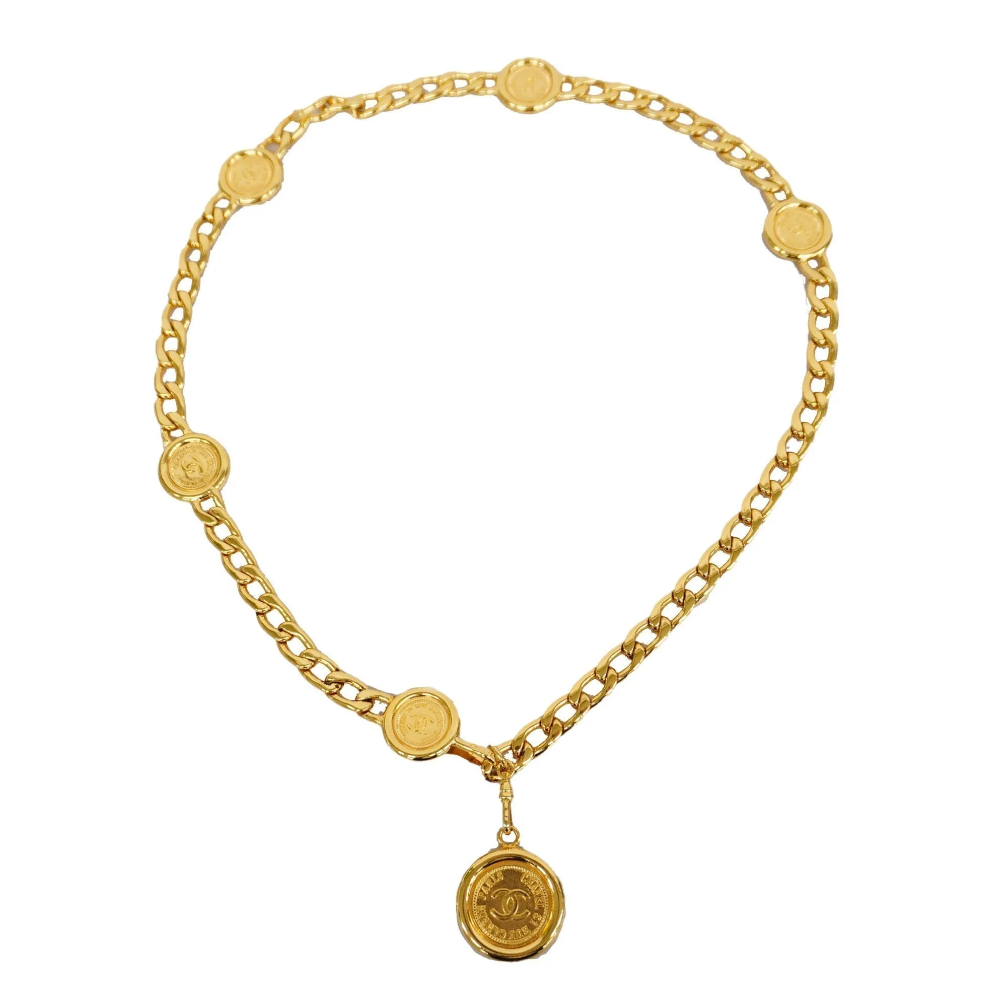 Chanelauth  Chain Belt Gold Metal Women's Chain Belt Gold