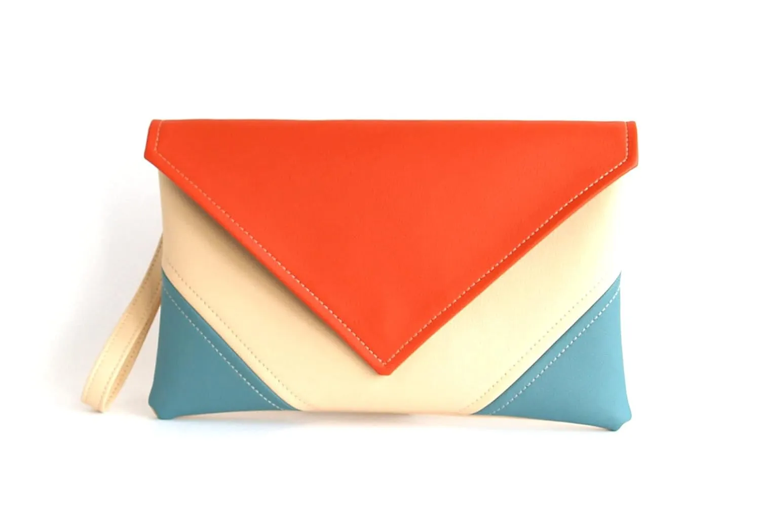 Clutch Bag envelope Cream Blue Red Purse Handemade Vegan Eco Faux leather Handbag Strap Evening Bag wedding bridesmaid