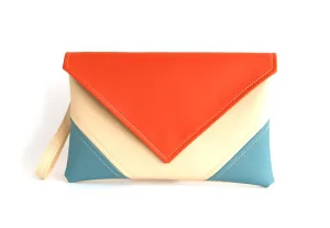 Clutch Bag envelope Cream Blue Red Purse Handemade Vegan Eco Faux leather Handbag Strap Evening Bag wedding bridesmaid