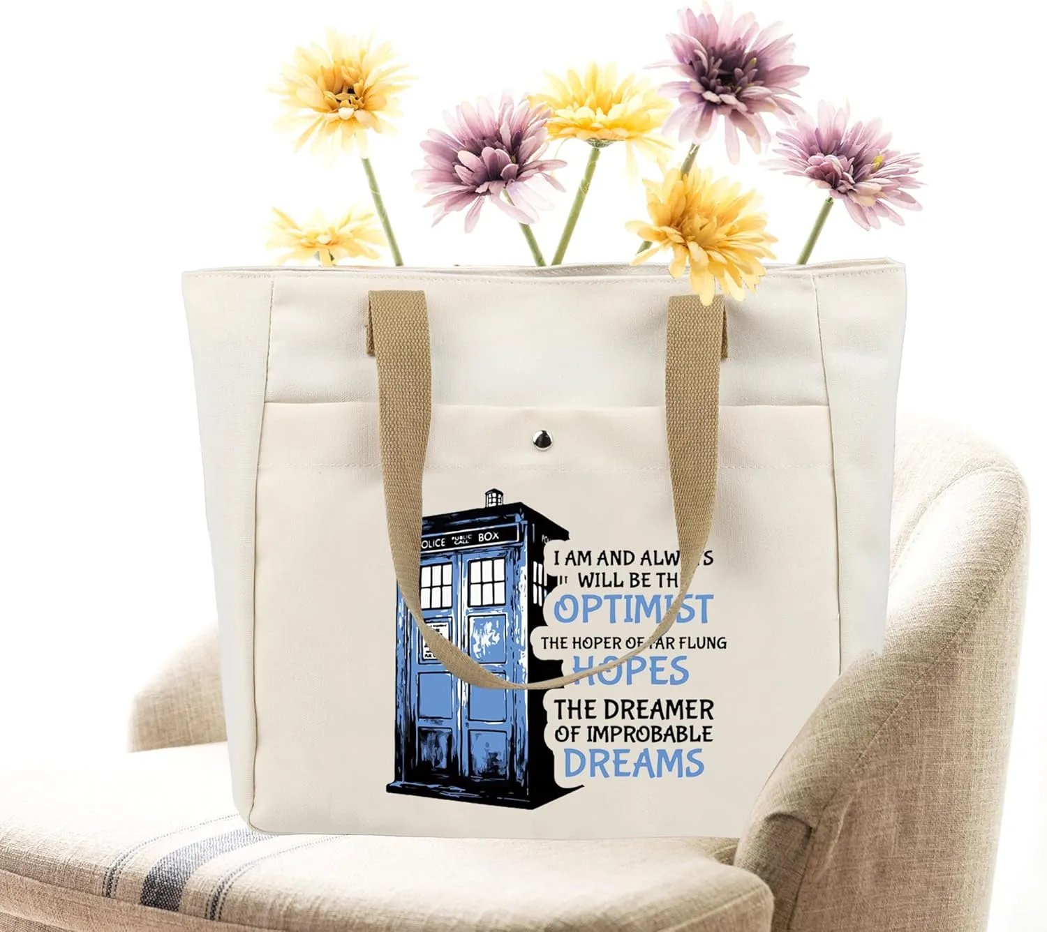 CMNIM Doctor Movie TV Show Dr Who Tote Bag Doctor Movie Lover Gift POLICE Blue Box Theme Shoulder Bag for Fans