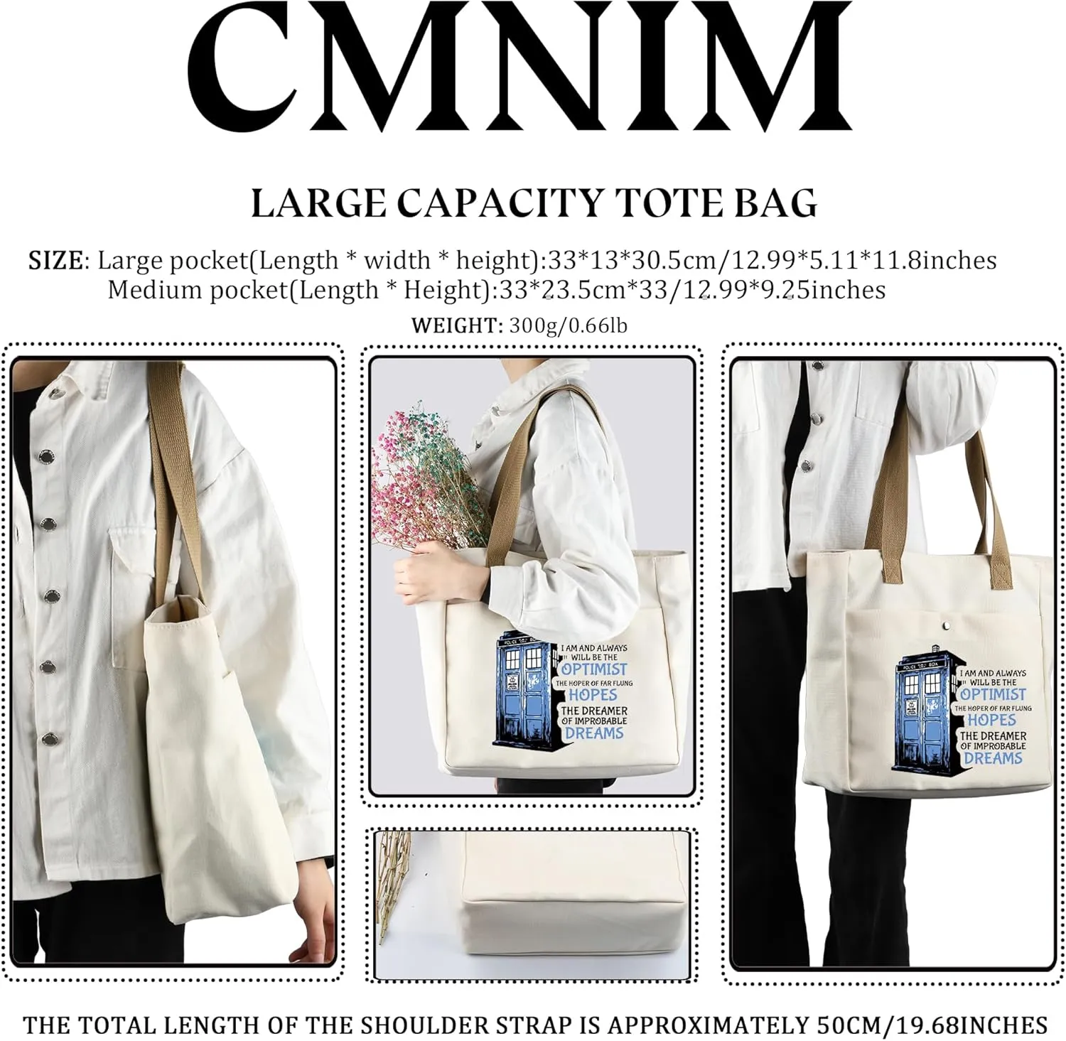 CMNIM Doctor Movie TV Show Dr Who Tote Bag Doctor Movie Lover Gift POLICE Blue Box Theme Shoulder Bag for Fans