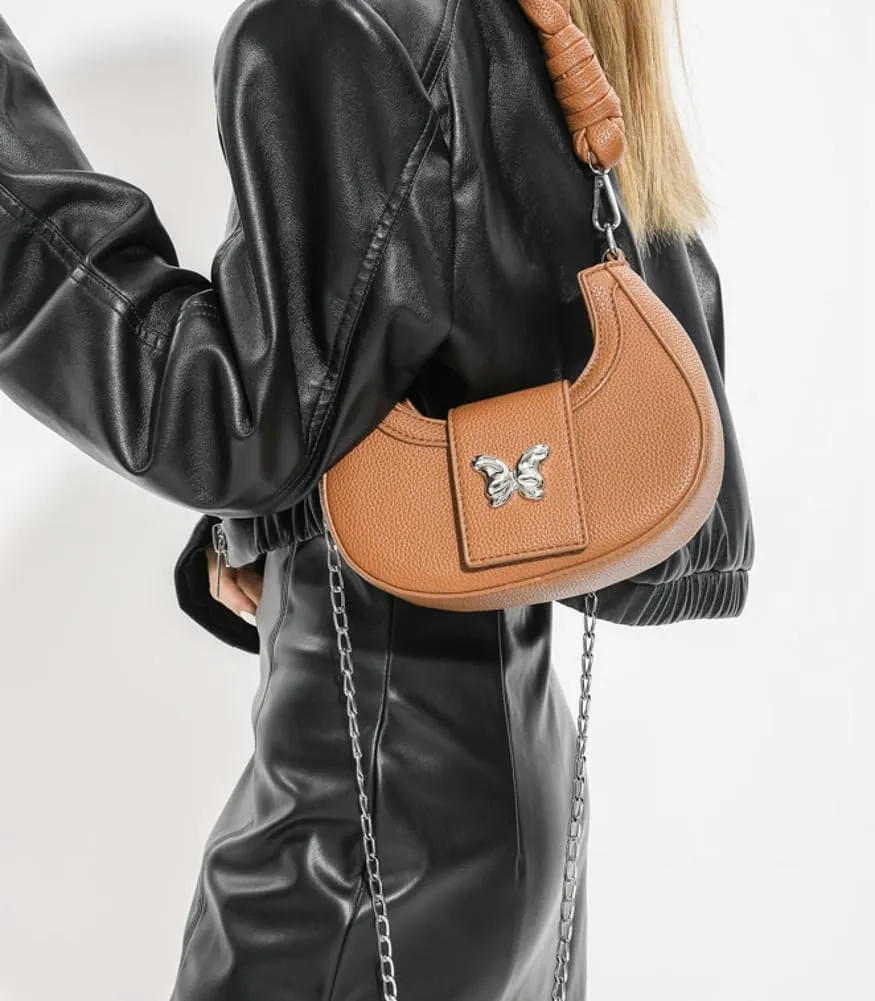 Crossbody Bag for Women Vegan Leather Hobo Handbags Tote Handbag Purse Shoulder Bucket Bag with Chain Straps