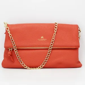 Cuoieria Fiorentina Italian leather velvet envelope handbag in papaya (B000001933230)