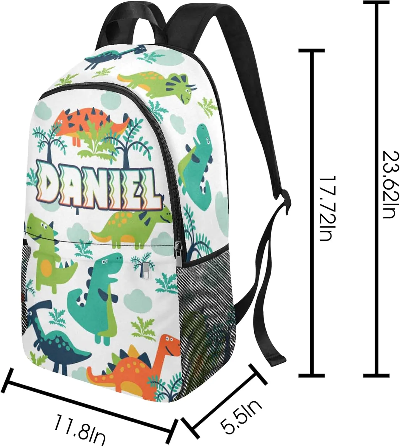 Custom Kids Backpack for Boys - Personalized School Backpack with Kid's Lunch Box - Dinosaur BackPack for Primary School Students - Travel Bookbag