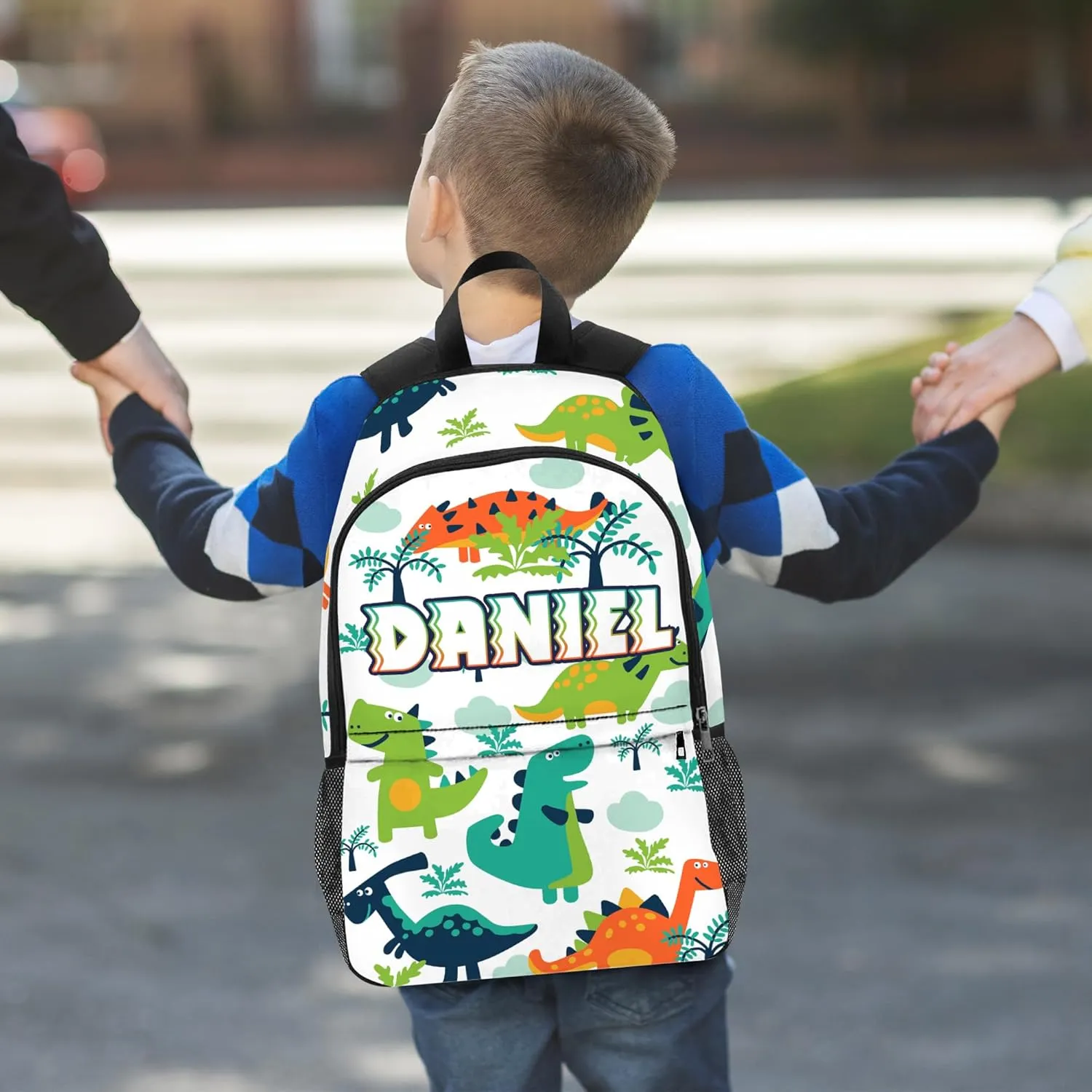 Custom Kids Backpack for Boys - Personalized School Backpack with Kid's Lunch Box - Dinosaur BackPack for Primary School Students - Travel Bookbag