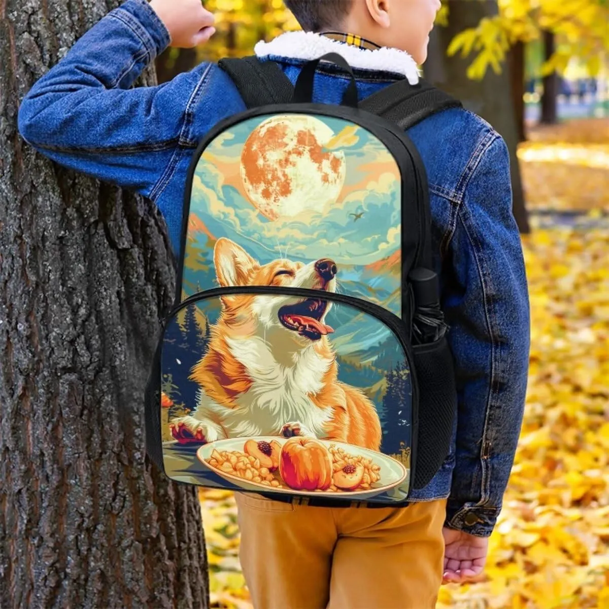 Cute School Bag Boys Broccoli Cat Backpack Girls Soft Comfy Elementary Student Bookbag with Adjustable Padded Shoulder Straps 17 Inch Large Book Daypack Back To School Gifts