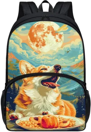 Cute School Bag Boys Broccoli Cat Backpack Girls Soft Comfy Elementary Student Bookbag with Adjustable Padded Shoulder Straps 17 Inch Large Book Daypack Back To School Gifts