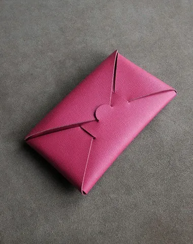 Cute Womens Beige Leather Envelope Wallet Slim Clutch Purse Checkbook Long Wallet for Women