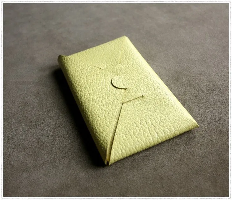 Cute Womens Beige Leather Envelope Wallet Slim Clutch Purse Checkbook Long Wallet for Women
