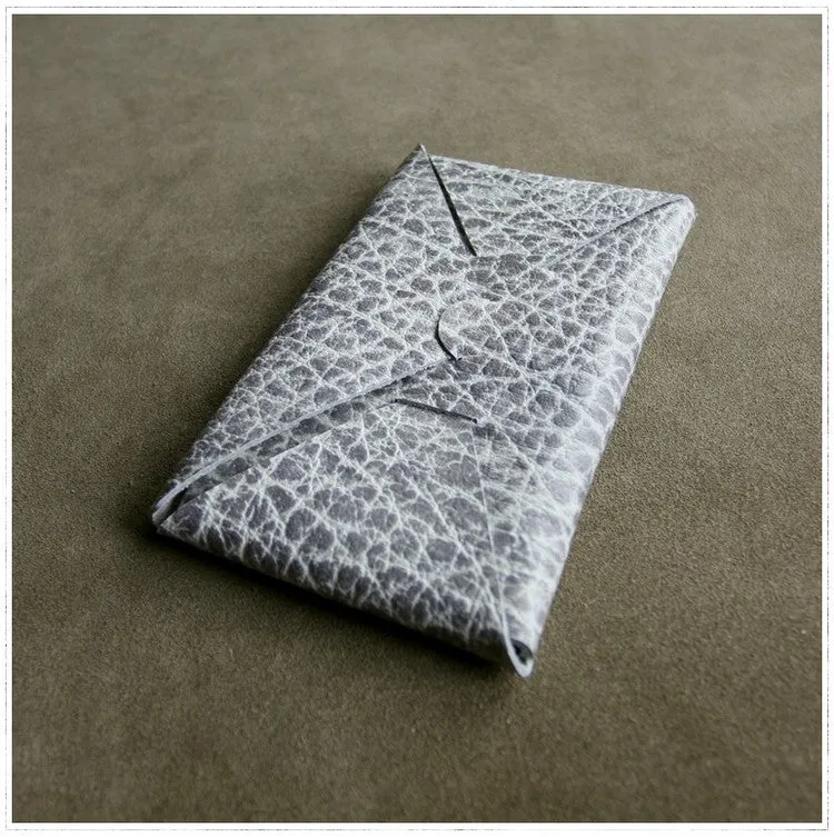 Cute Womens Beige Leather Envelope Wallet Slim Clutch Purse Checkbook Long Wallet for Women