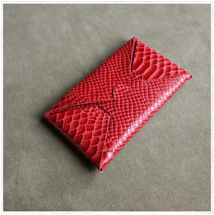Cute Womens Beige Leather Envelope Wallet Slim Clutch Purse Checkbook Long Wallet for Women