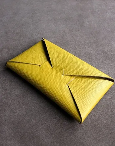 Cute Womens Beige Leather Envelope Wallet Slim Clutch Purse Checkbook Long Wallet for Women