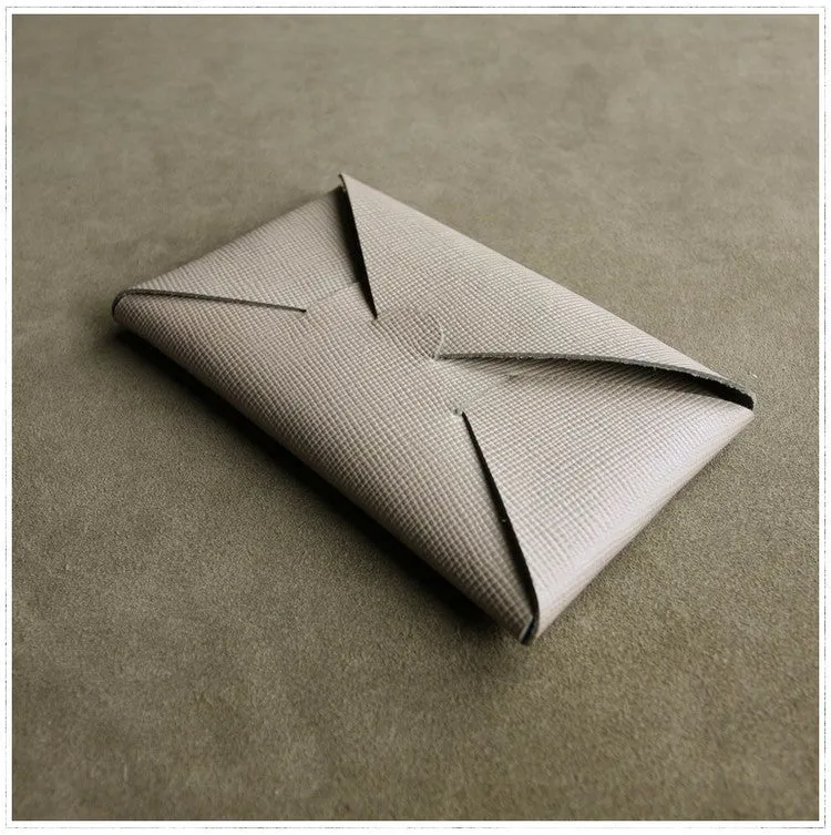 Cute Womens Beige Leather Envelope Wallet Slim Clutch Purse Checkbook Long Wallet for Women