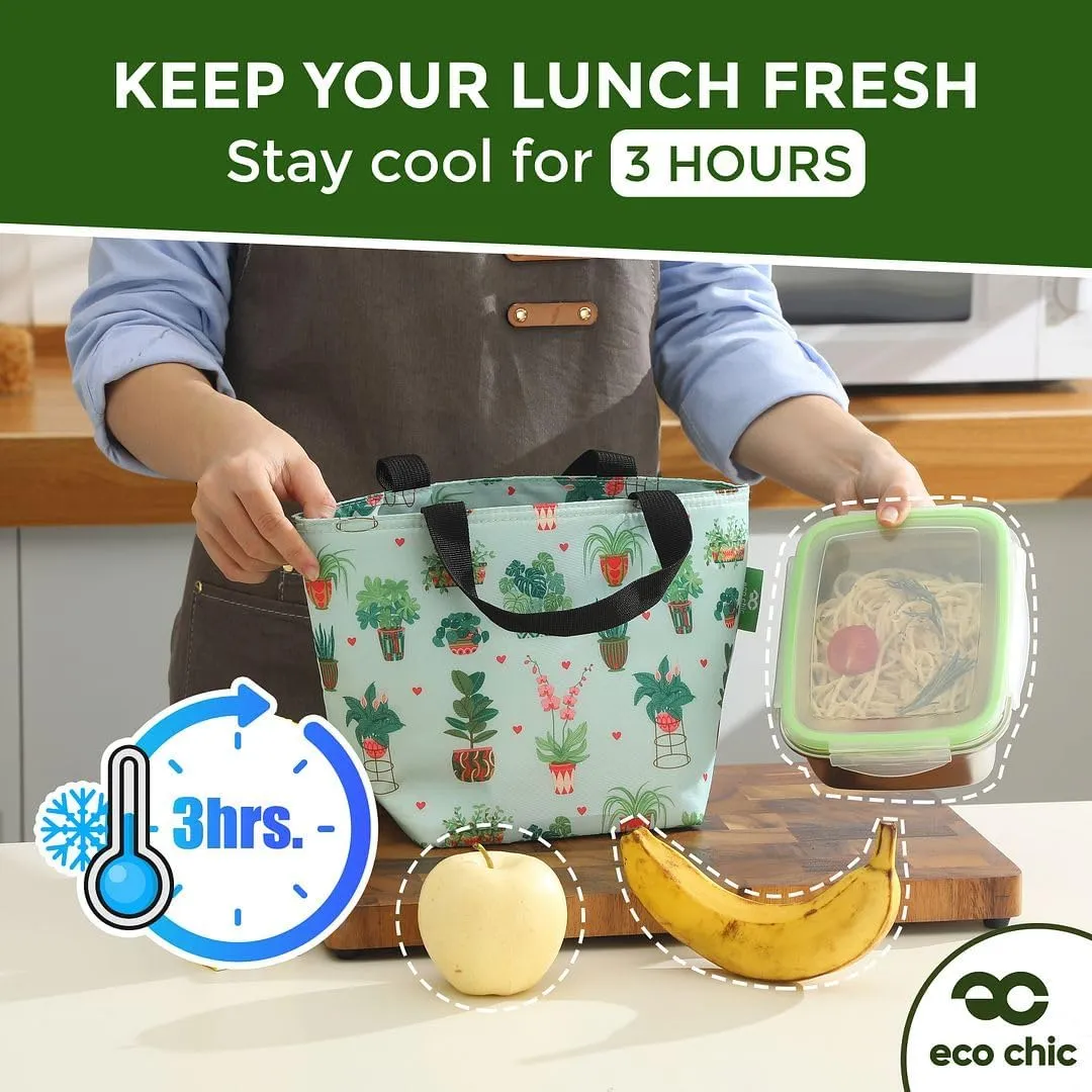 ECO CHIC Insulated Lunch Bag - Waterproof, Reusable Office Lunch Tote Bag for Women & Men - Durable Cooler in Cute Colorful Designs - Ideal for daily lunching