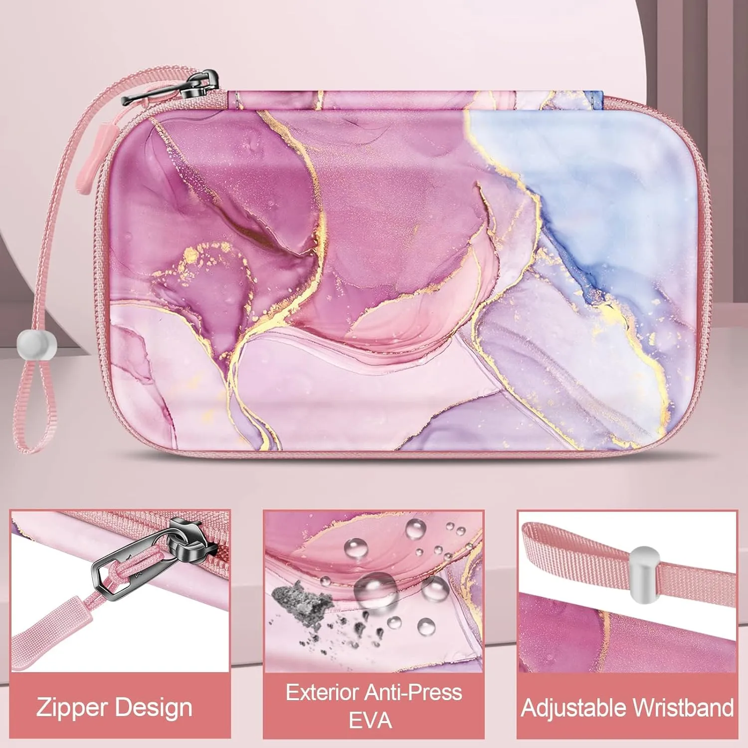 FINTIE Carrying Case for Nintendo New 2DS XL LL / New 3DS / 2DS / 3DS XL LL, Protective Hard Shell Portable Travel Cover Pouch with Game Card Slots & Inner Pocket, Dreamy Marble