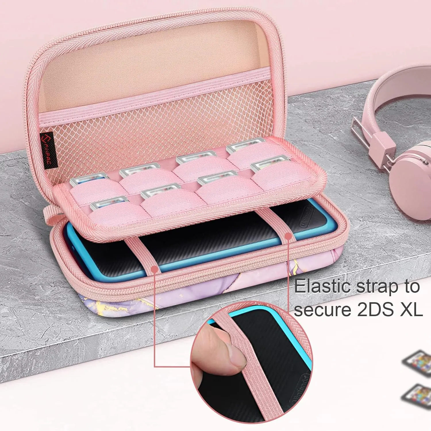FINTIE Carrying Case for Nintendo New 2DS XL LL / New 3DS / 2DS / 3DS XL LL, Protective Hard Shell Portable Travel Cover Pouch with Game Card Slots & Inner Pocket, Dreamy Marble