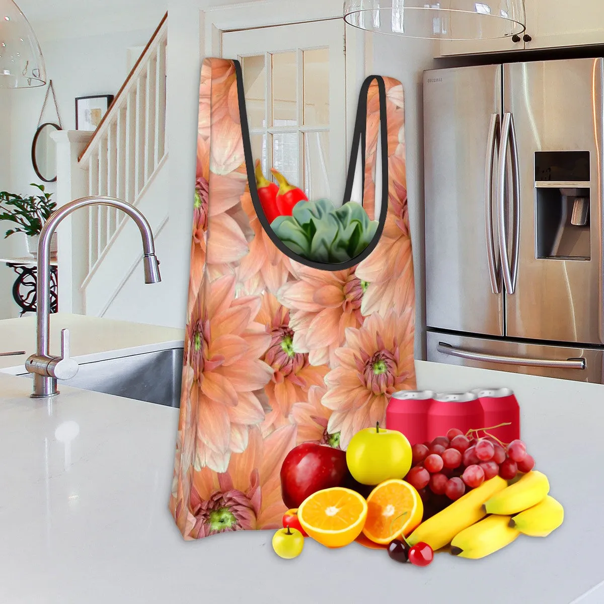 Folding Shopping Bag (Polyester with storage pouch) Dahlia 1