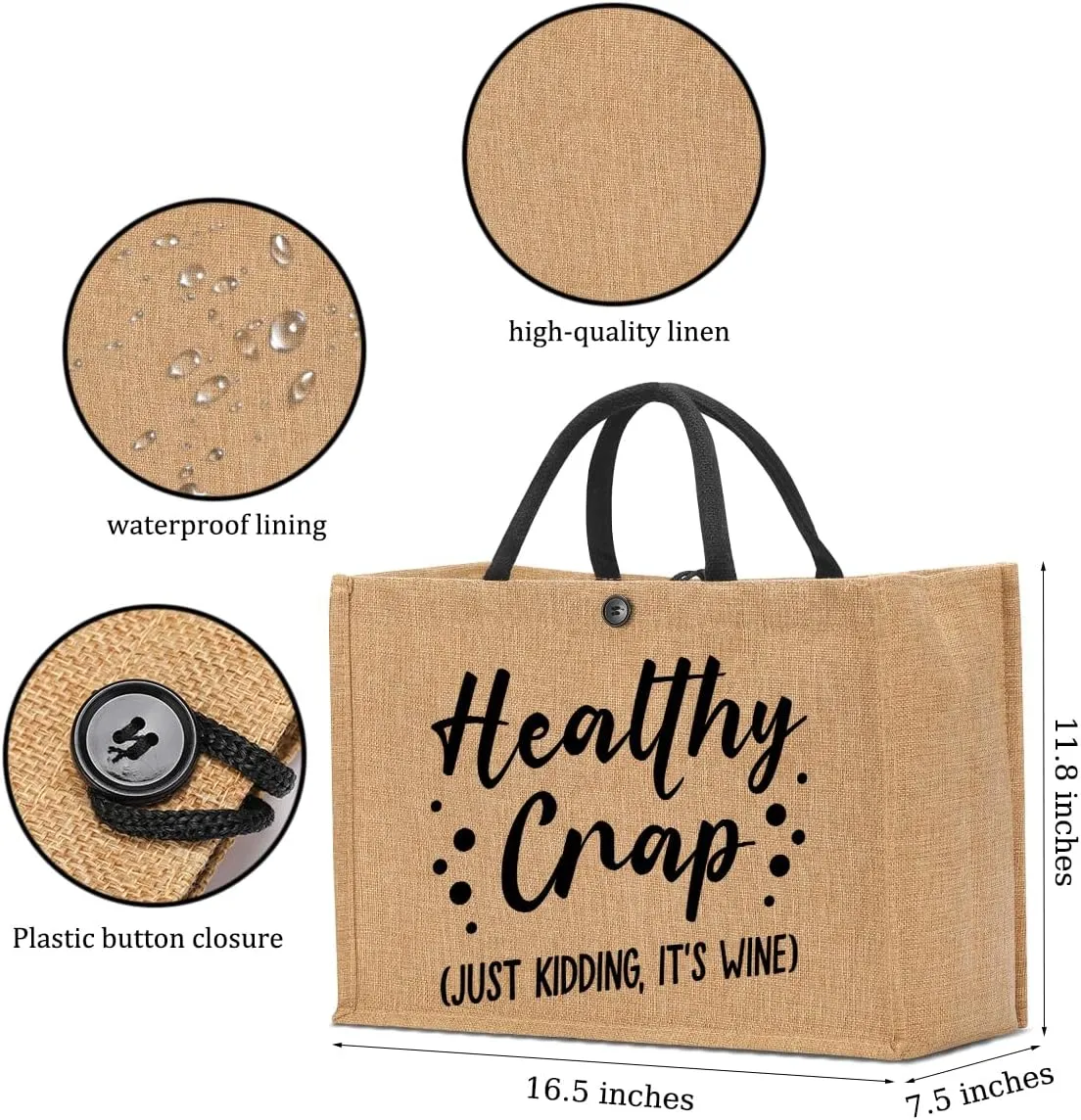 Funny Wine Lovers Boss Lady Teacher Pregnancy Baseball Mom Gifts Burlap Tote Bag for Women Lady