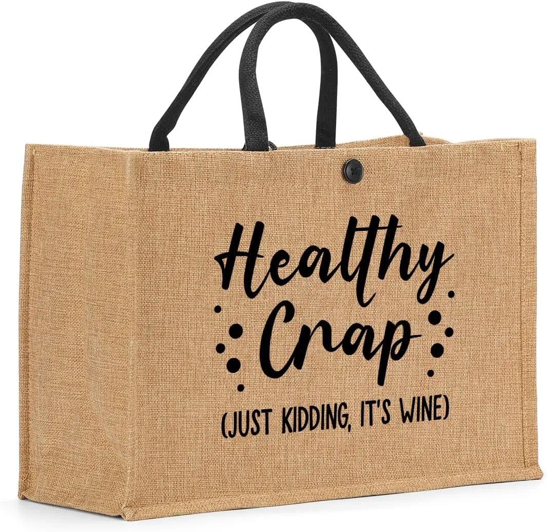 Funny Wine Lovers Boss Lady Teacher Pregnancy Baseball Mom Gifts Burlap Tote Bag for Women Lady