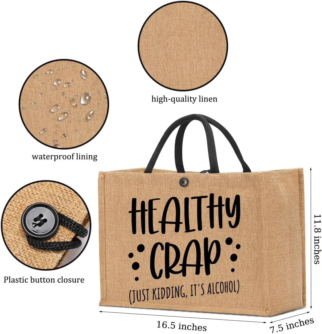Funny Wine Lovers Boss Lady Teacher Pregnancy Baseball Mom Gifts Burlap Tote Bag for Women Lady