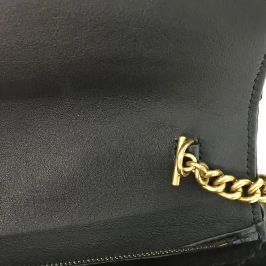 Gucci Women's Black Velvet Matelasse GG Marmont Chain Wallet Crossbody Bag Sz S