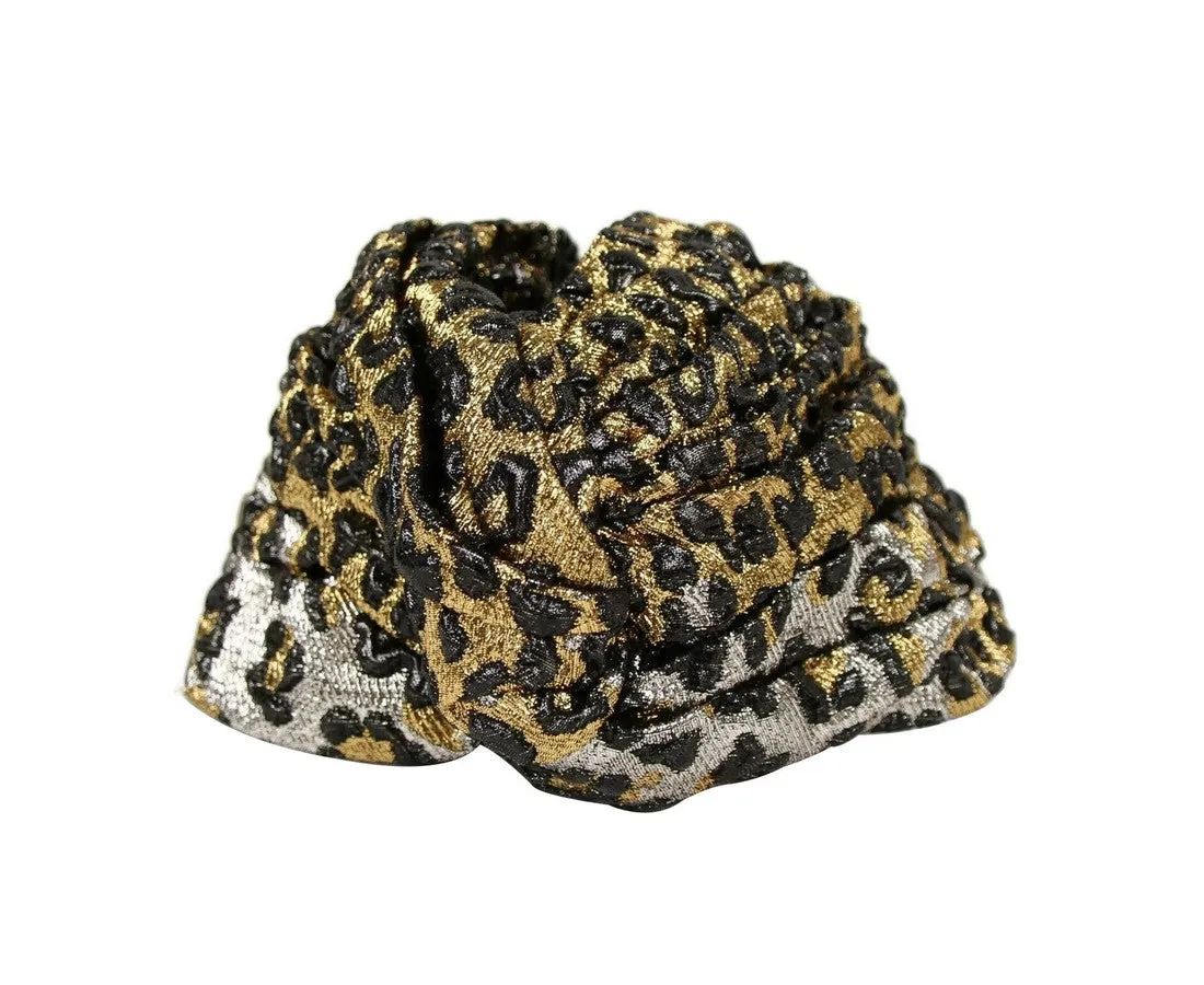 Gucci Women's  Metallic Leopard Print Turban Headband M / 57