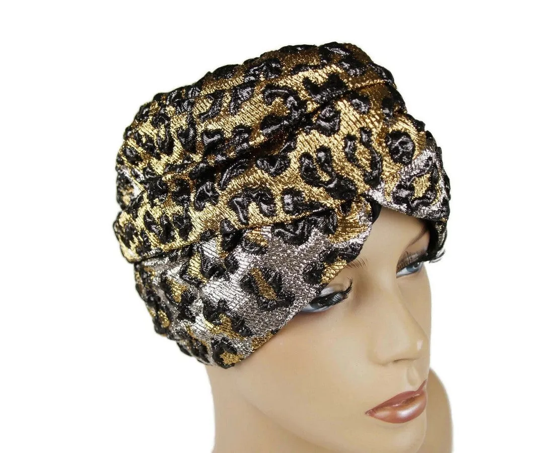 Gucci Women's  Metallic Leopard Print Turban Headband M / 57