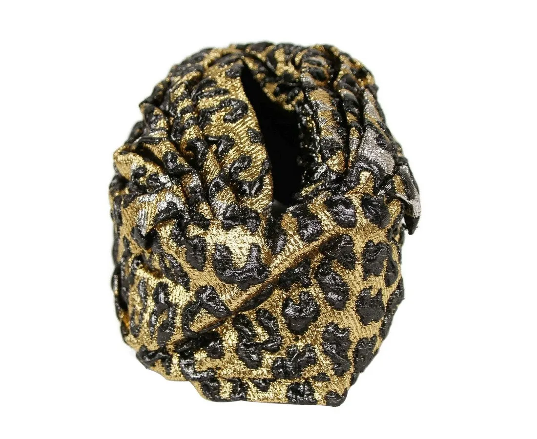 Gucci Women's  Metallic Leopard Print Turban Headband M / 57