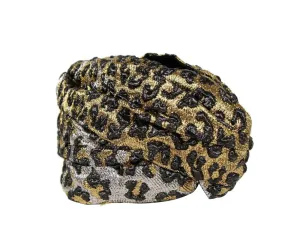 Gucci Women's  Metallic Leopard Print Turban Headband M / 57