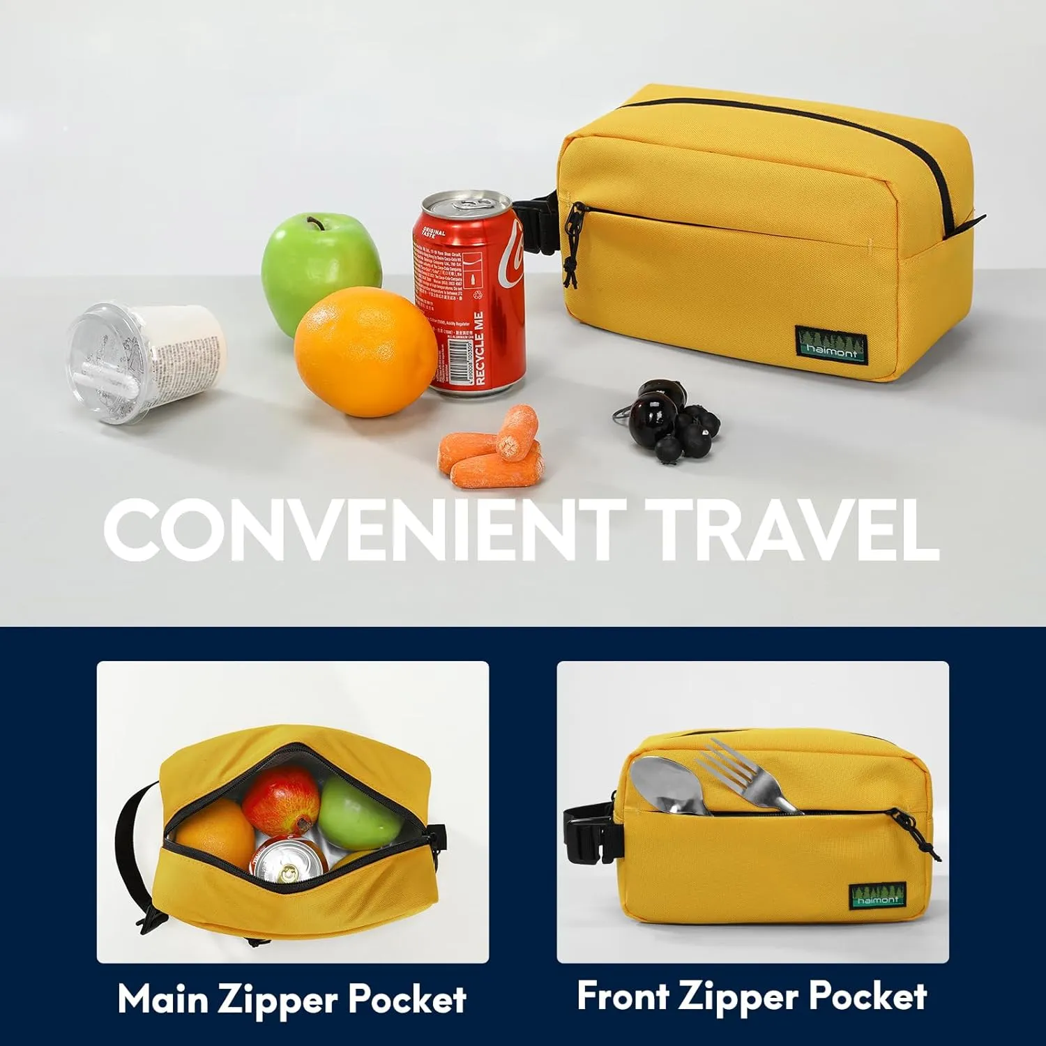 Haimont Small Freezable Snack Cooler Bag, Reusable Freezable Mini Cooler Bag for Outdoor, Airplane, Travel, Wear Resistant, Yellow