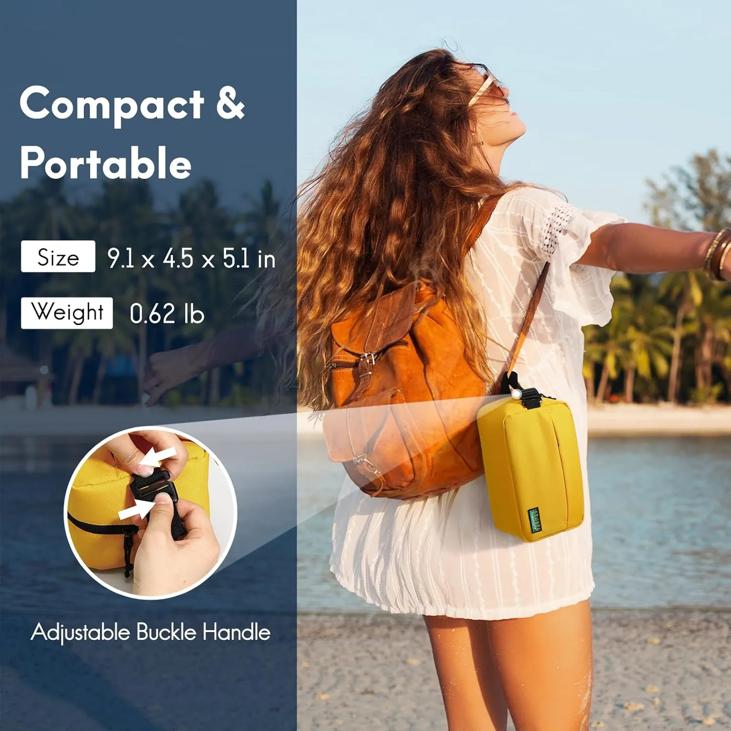 Haimont Small Freezable Snack Cooler Bag, Reusable Freezable Mini Cooler Bag for Outdoor, Airplane, Travel, Wear Resistant, Yellow