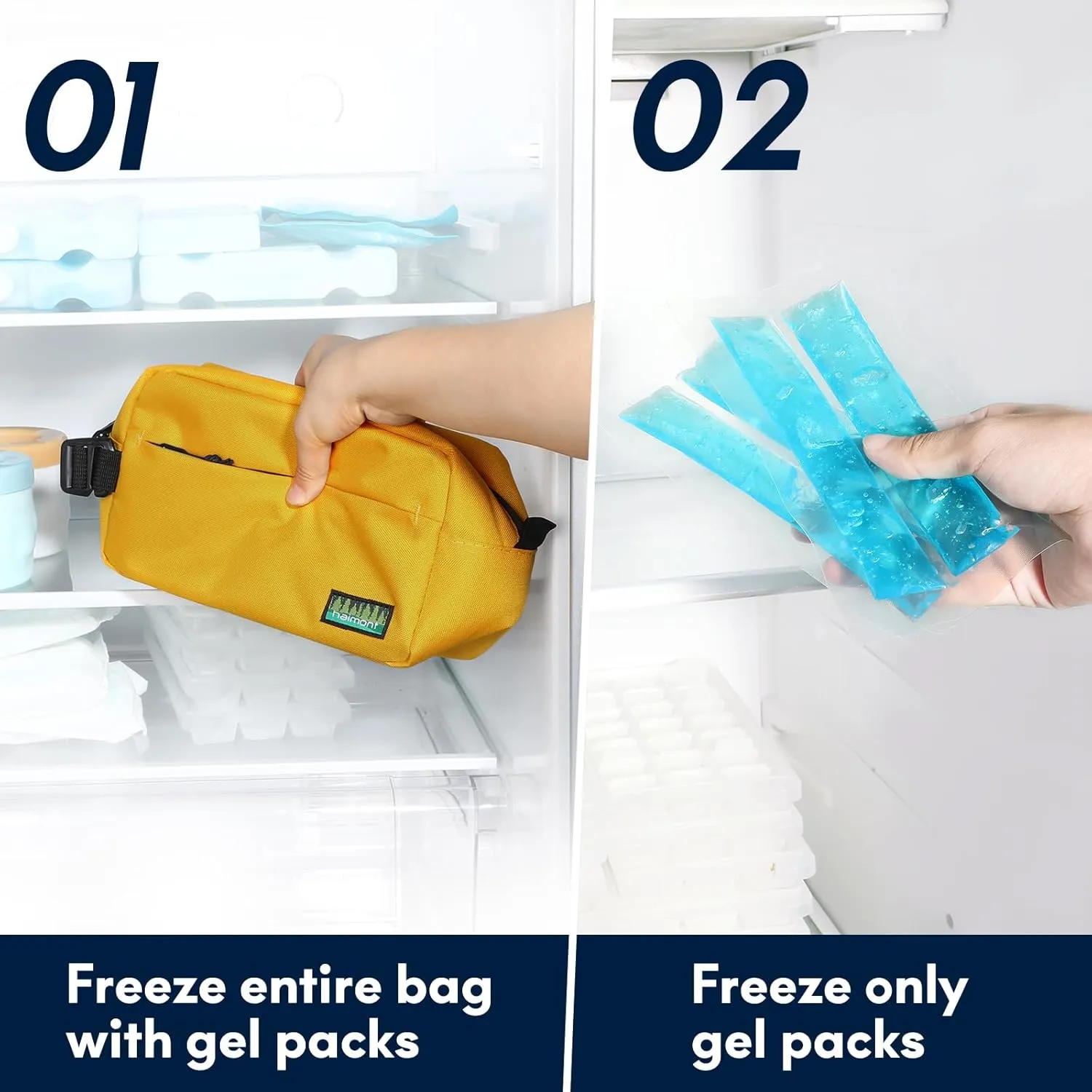 Haimont Small Freezable Snack Cooler Bag, Reusable Freezable Mini Cooler Bag for Outdoor, Airplane, Travel, Wear Resistant, Yellow