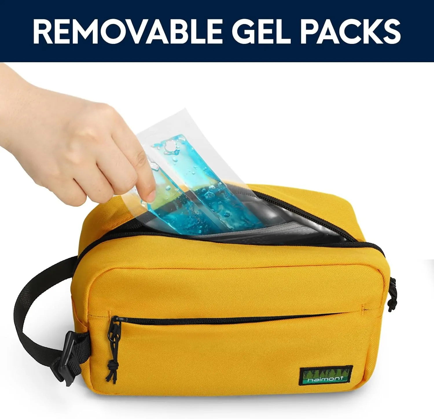 Haimont Small Freezable Snack Cooler Bag, Reusable Freezable Mini Cooler Bag for Outdoor, Airplane, Travel, Wear Resistant, Yellow