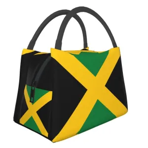 Jamaican flag insulated hot cold lunch bag tote handbag